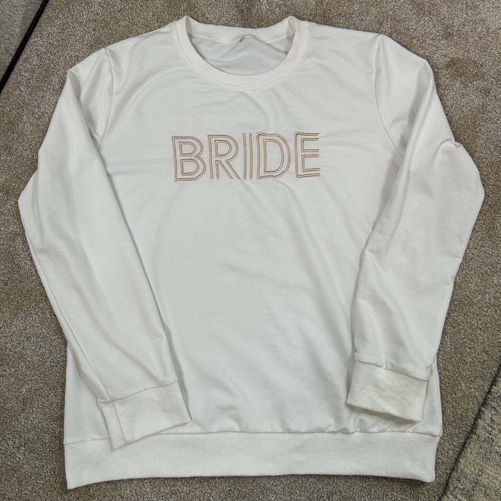 White "BRIDE" Pullover Sweatshirt